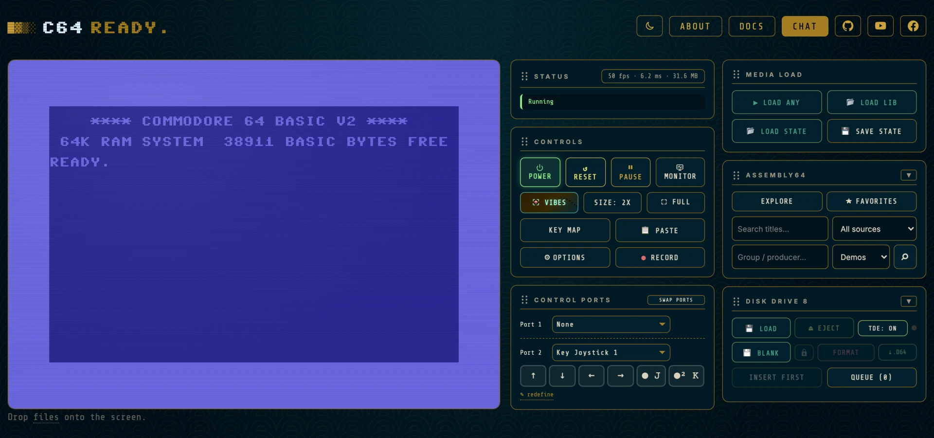 The interface in the Art Deco theme's dark mode: ivory text on peacock midnight with gilt borders and gold accents.