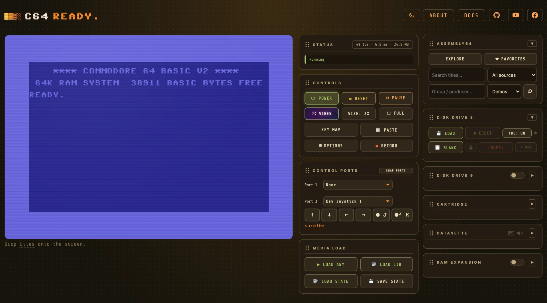The interface in the Commando theme's dark mode: sand on dark brown with orange accents.