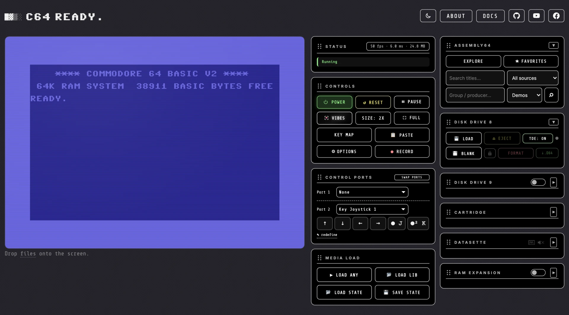 The interface in the GEOS theme's dark mode: white on black.