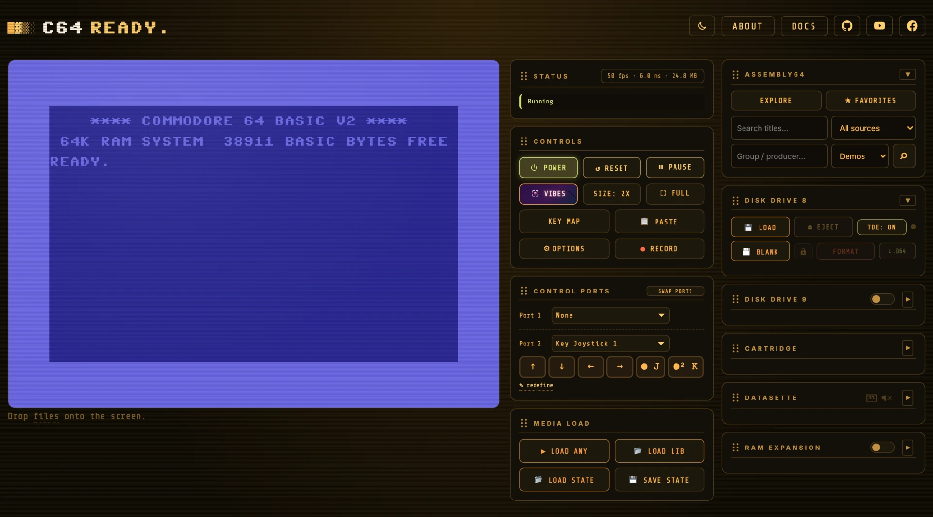 The interface in the Phosphor theme's dark mode: amber on black.